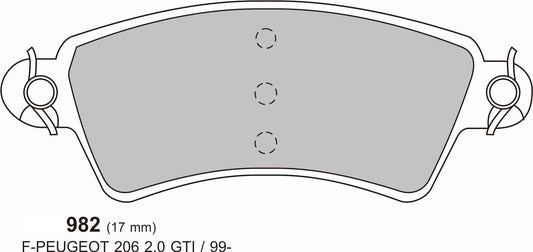 PBS PEUGEOT 306 2.0 HDi without Wear indicator PBS Front Pads, Performance Brake Pads 0982