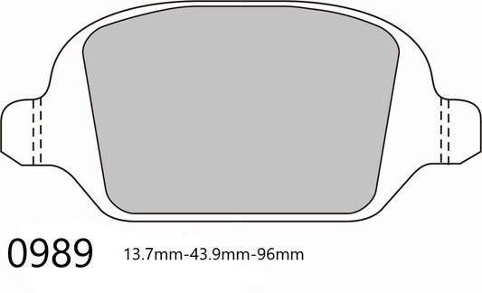 PBS FIAT PUNTO (188) 1.8 I HGT 130 16V  Rear PBS Brake Pads  1999 > 2003     0989