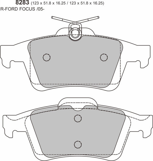 PBS Ford Focus ST Mk2 Rear  Prorace Pads 8283
