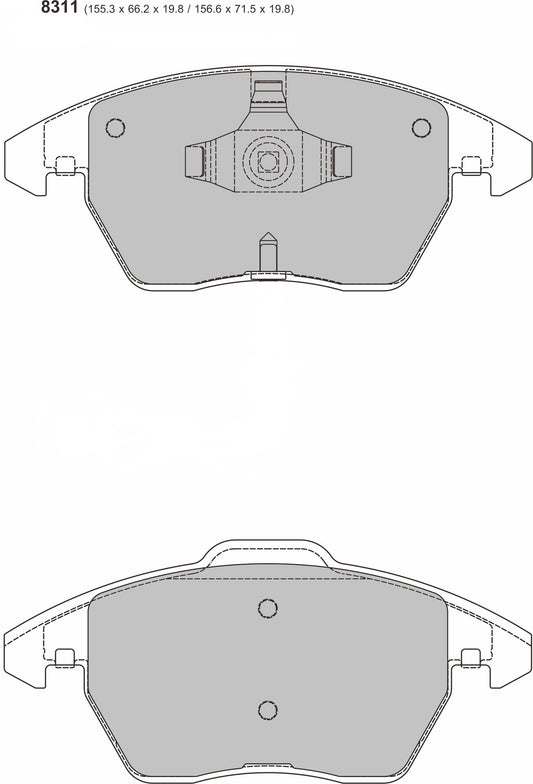 PBS PEUGEOT 208 1.6 HDI Front Performance Brake Pads with 302mm discs PBS 8311