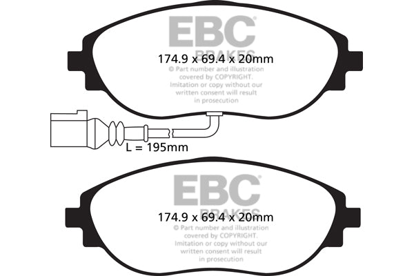 EBC Front Ultimax Brake Pads Volkswagen Golf GTI Mk8 - 2019-