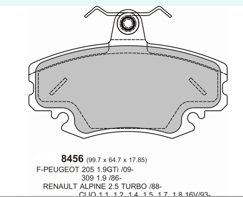 PBS 205 GTI / Clio 2.0 Williams 16V PBS ProRace Performance Brake Pads 8456